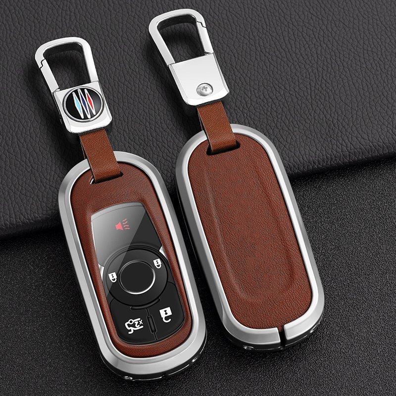 Zinc Alloy+3D Leather Car Key Cover Case Key Chain Cover Car Remote Key Shell Case Suitable for Buick Car Key Accessories