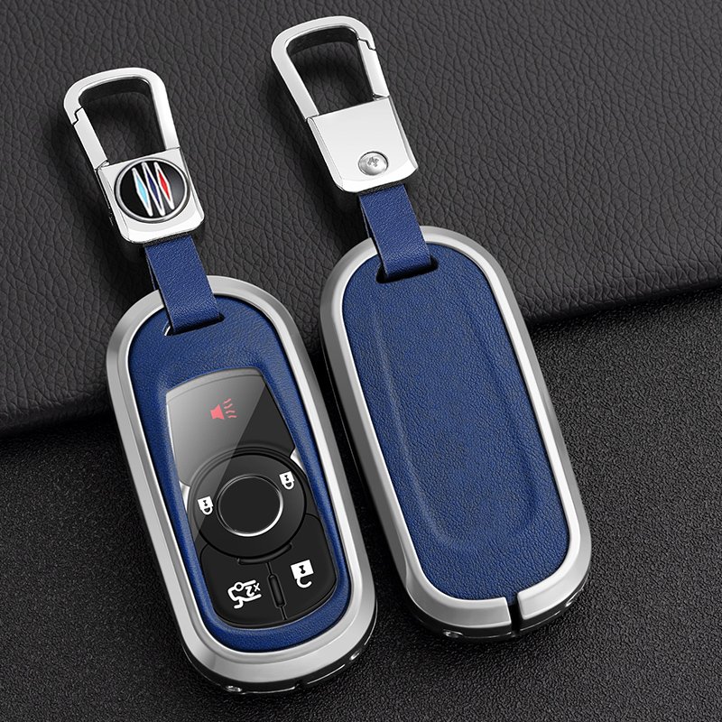 Zinc Alloy+3D Leather Car Key Cover Case Key Chain Cover Car Remote Key Shell Case Suitable for Buick Car Key Accessories
