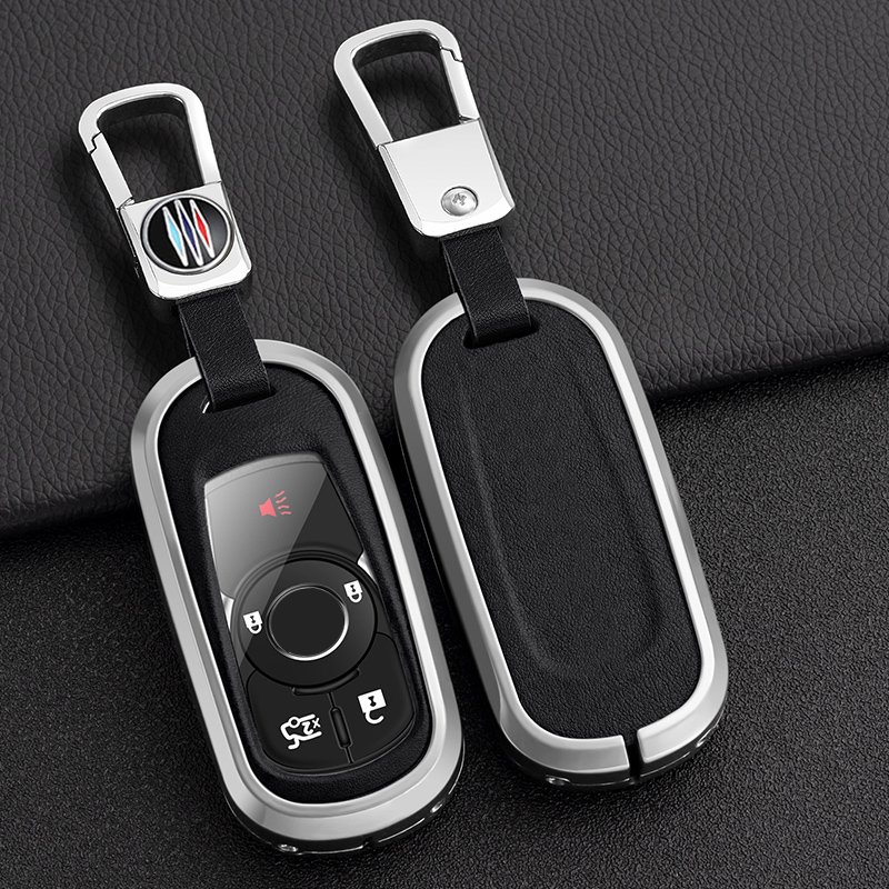 Zinc Alloy+3D Leather Car Key Cover Case Key Chain Cover Car Remote Key Shell Case Suitable for Buick Car Key Accessories