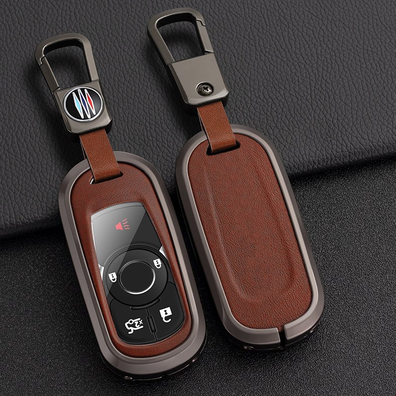 Zinc Alloy+3D Leather Car Key Cover Case Key Chain Cover Car Remote Key Shell Case Suitable for Buick Car Key Accessories
