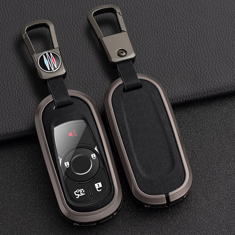 Zinc Alloy+3D Leather Car Key Cover Case Key Chain Cover Car Remote Key Shell Case Suitable for Buick Car Key Accessories