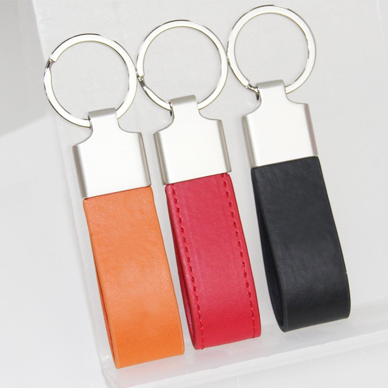 Key Ring Leather Keychain Blanks Genuine Leather Key Chains Leather Keyring Engraved Custom Metal Stainless Steel Custom Logo PU