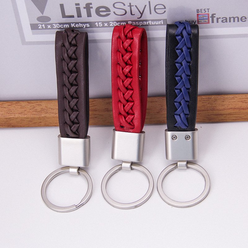 Key Ring Leather Keychain Blanks Genuine Leather Key Chains Leather Keyring Engraved Custom Metal Stainless Steel Custom Logo PU