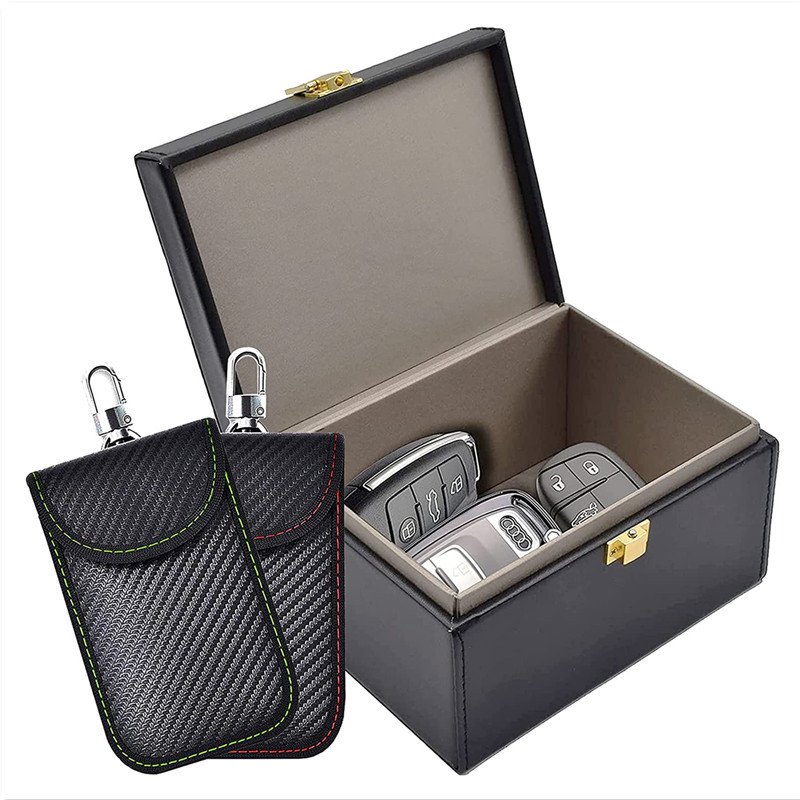 2024 hot selling faraday box signal blocking safety boxes leather mobile car key safe box signal blocking cage