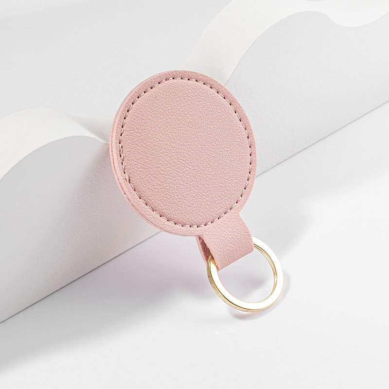 factory wholesale pu leather keychain blanks custom logo round leather car key holder