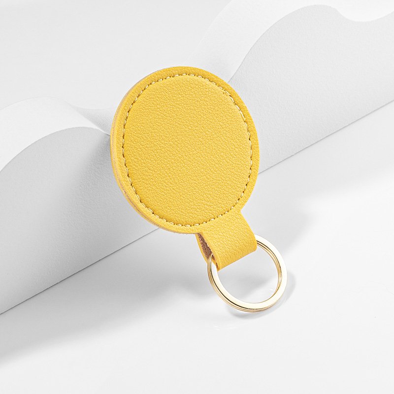 factory wholesale pu leather keychain blanks custom logo round leather car key holder
