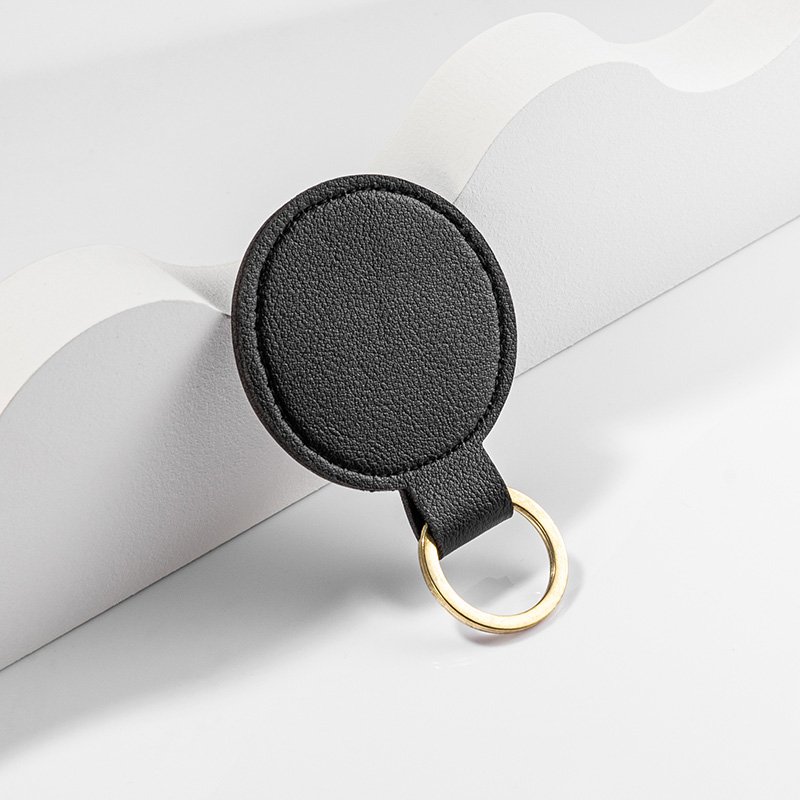 factory wholesale pu leather keychain blanks custom logo round leather car key holder