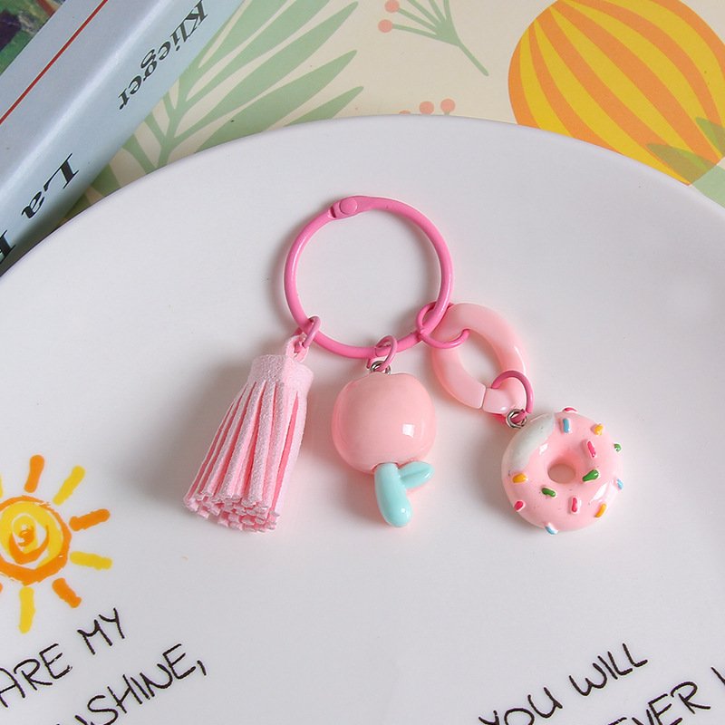 Lilangda Tulip Shaped Keychains Candy Color Korean New Cartoon Cute Pendant Bag Key Chains Doll Key Pendant Car Key Accessories