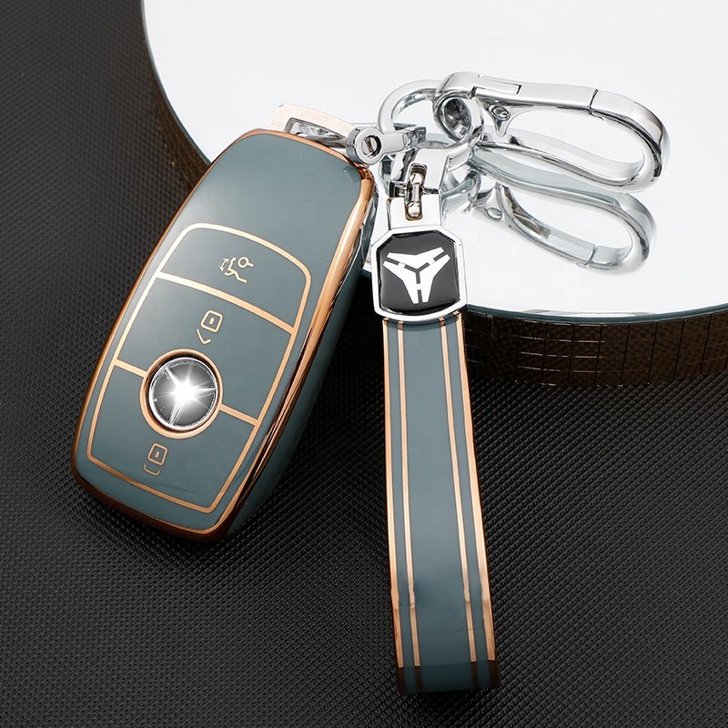 TPU Car Key Case Protective Cover with Keychain Accessories for benz CLA CLS CLK GLA GLC GLE GLS GLK SLK C300 AMG A E S G Class