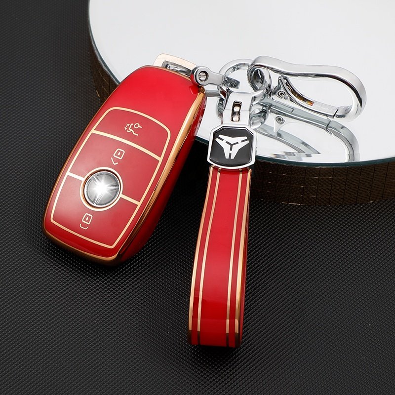 TPU Car Key Case Protective Cover with Keychain Accessories for benz CLA CLS CLK GLA GLC GLE GLS GLK SLK C300 AMG A E S G Class