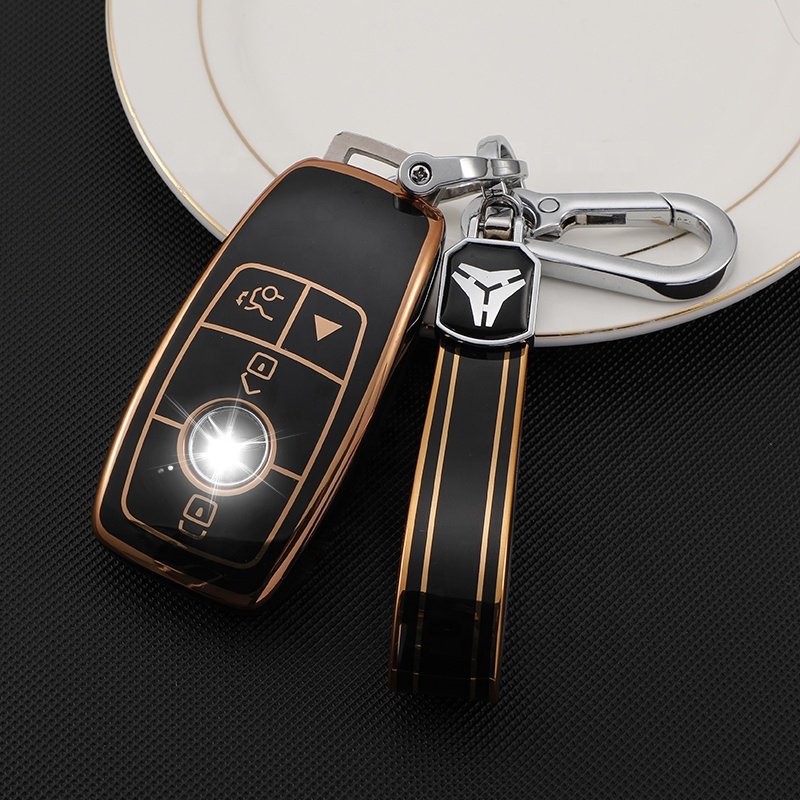 TPU Car Key Case Protective Cover with Keychain Accessories for benz CLA CLS CLK GLA GLC GLE GLS GLK SLK C300 AMG A E S G Class