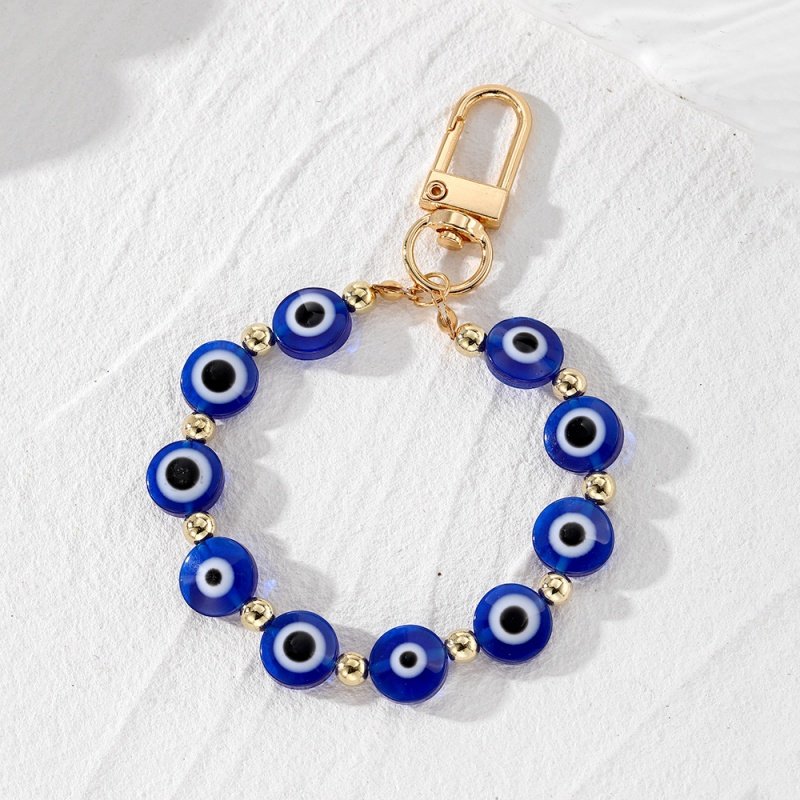 Colorful Round Evil Eyes Beaded Keychain For Couple Lover Boho key ring Lucky Blue Eye Key chain Bag car keychain pendant