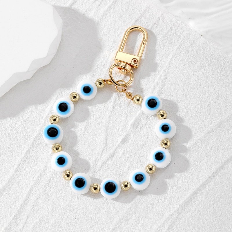 Colorful Round Evil Eyes Beaded Keychain For Couple Lover Boho key ring Lucky Blue Eye Key chain Bag car keychain pendant