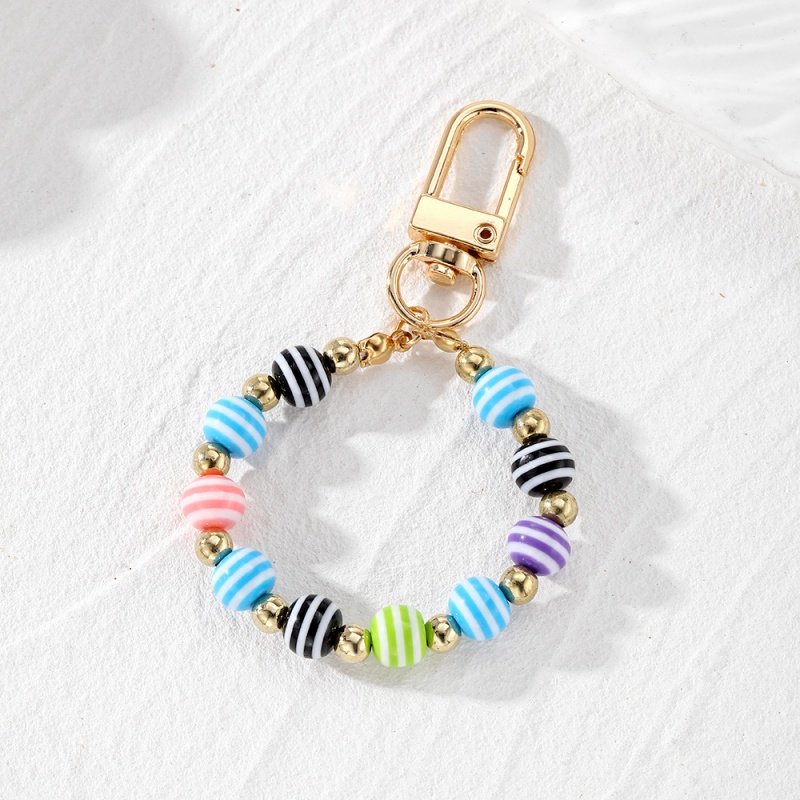 Colorful Round Evil Eyes Beaded Keychain For Couple Lover Boho key ring Lucky Blue Eye Key chain Bag car keychain pendant