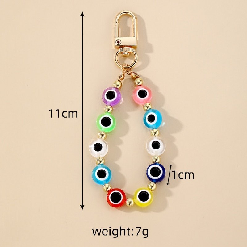 Colorful Round Evil Eyes Beaded Keychain For Couple Lover Boho key ring Lucky Blue Eye Key chain Bag car keychain pendant