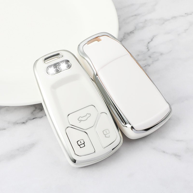 for Audi A4 Accessories Q7 Q5 TT A3 A6 SQ5 R8 S5 Key Fob Holder Car Smart Remote Keyless Glitter Key Shell Protector Case