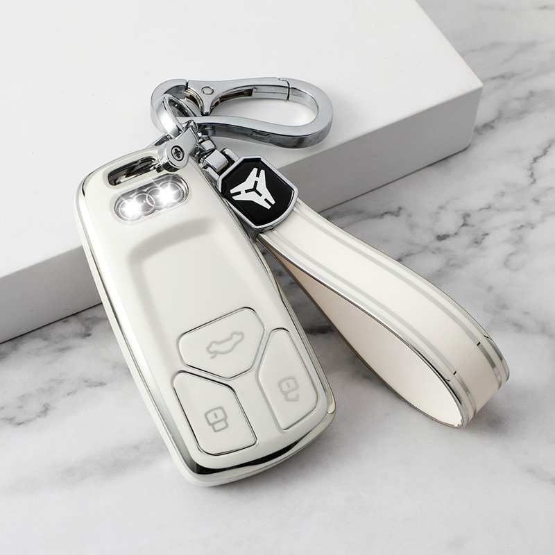 for Audi A4 Accessories Q7 Q5 TT A3 A6 SQ5 R8 S5 Key Fob Holder Car Smart Remote Keyless Glitter Key Shell Protector Case