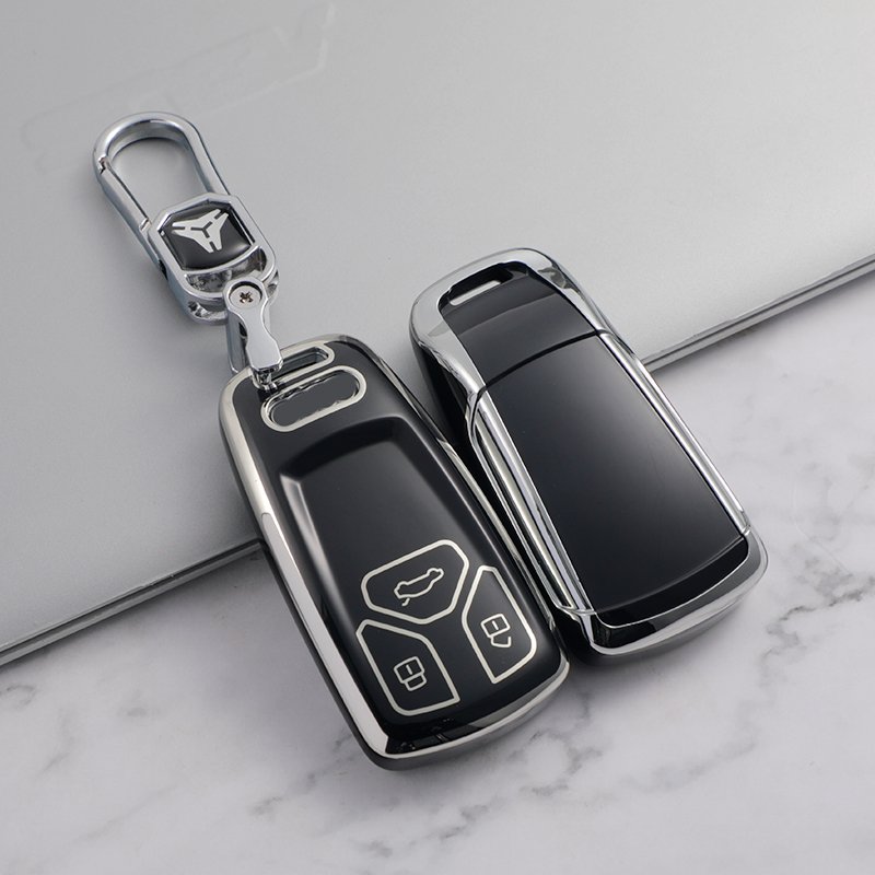 for Audi A4 Accessories Q7 Q5 TT A3 A6 SQ5 R8 S5 Key Fob Holder Car Smart Remote Keyless Glitter Key Shell Protector Case