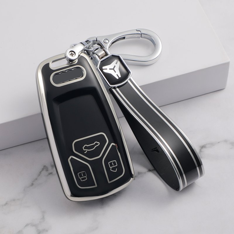 for Audi A4 Accessories Q7 Q5 TT A3 A6 SQ5 R8 S5 Key Fob Holder Car Smart Remote Keyless Glitter Key Shell Protector Case