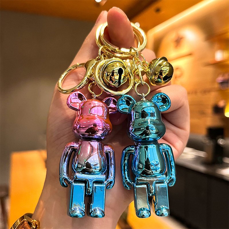 New high quality acrylic violent bear Cowes keychain bear pendant cute car key chain wholesale low price
