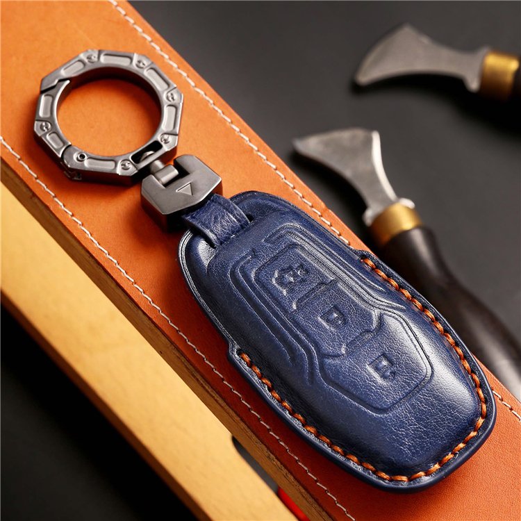 Handmade Genuine Leather Car Key Case Cover for Ford Edge Explorer Fusion Mustang Lincoln MKC MKX Smart Car Key Shell
