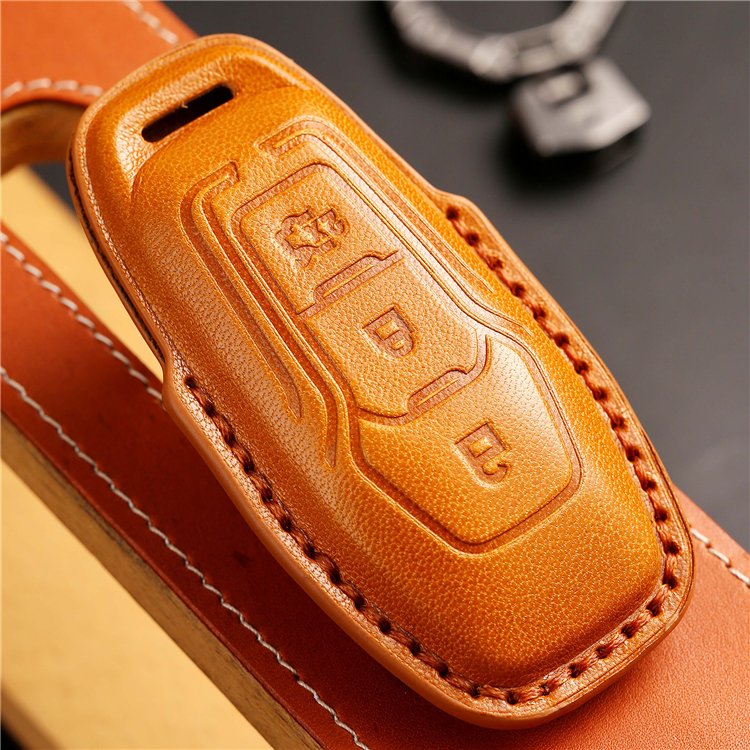 Handmade Genuine Leather Car Key Case Cover for Ford Edge Explorer Fusion Mustang Lincoln MKC MKX Smart Car Key Shell