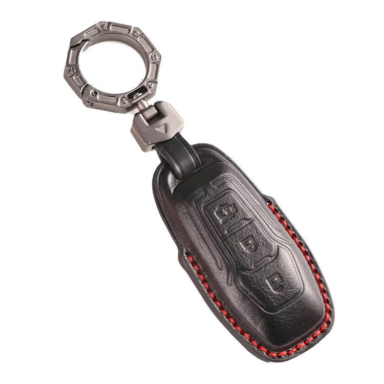 Handmade Genuine Leather Car Key Case Cover for Ford Edge Explorer Fusion Mustang Lincoln MKC MKX Smart Car Key Shell