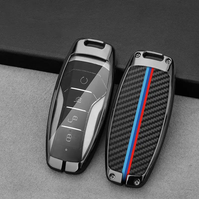 Metal Carbon Fiber Pattern Car Remote Key Case Cover Shell Holder For BYD ATTO3 Tang Han EV Qin Song Plus DMi EA1 Atto4 Chazor