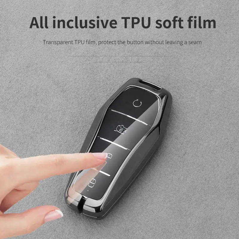 Metal Carbon Fiber Pattern Car Remote Key Case Cover Shell Holder For BYD ATTO3 Tang Han EV Qin Song Plus DMi EA1 Atto4 Chazor