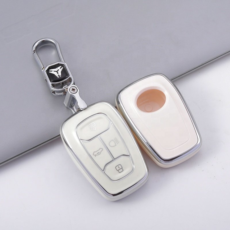 Gold Edge TPU car accessories key case cover with keychain Fit for TATA Altroz Harrier Tigor BS6 Gravitas Car Keys Shell