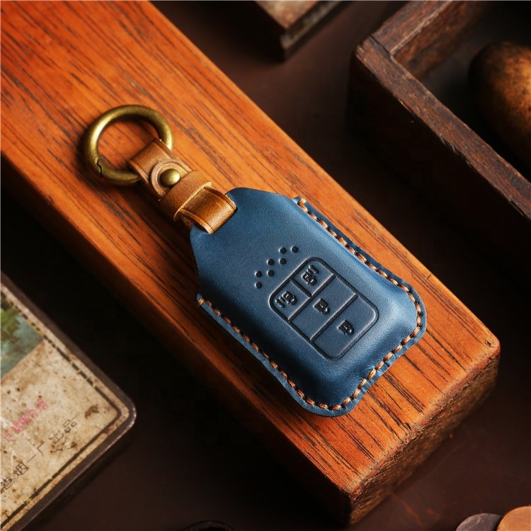 Genuine Leather Car Key Case Protect Cover for Honda Accord Civic CRV Pilot Odyssey Passport 2022 Accessories With Key Chain