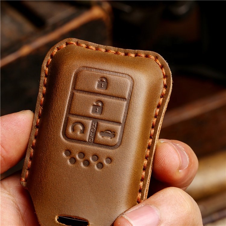 Genuine Leather Car Key Case Protect Cover for Honda Accord Civic CRV Pilot Odyssey Passport 2022 Accessories With Key Chain