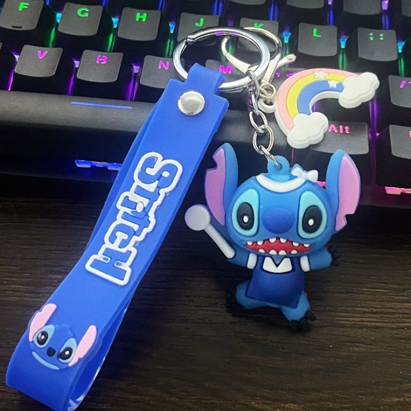 New Design Stitch Car Keychain Accessories Cheap Cartoon Anime Animal 3D Soft Silicone PVC Key Ring Lanyards Rubber Key Holder