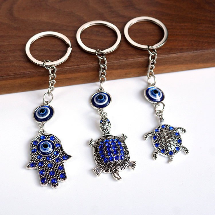 Turkey Greece Blue Eye Metal Keychain Turtle Palm Devil's Eye Decorative Accessories