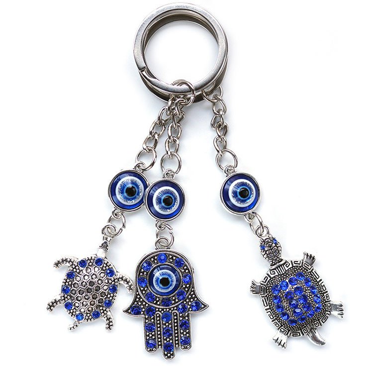 Turkey Greece Blue Eye Metal Keychain Turtle Palm Devil's Eye Decorative Accessories