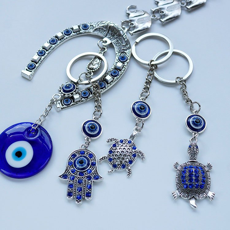 Turkey Greece Blue Eye Metal Keychain Turtle Palm Devil's Eye Decorative Accessories