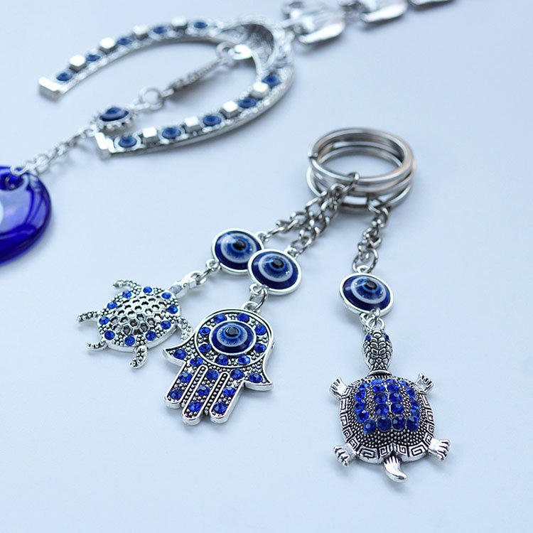 Turkey Greece Blue Eye Metal Keychain Turtle Palm Devil's Eye Decorative Accessories