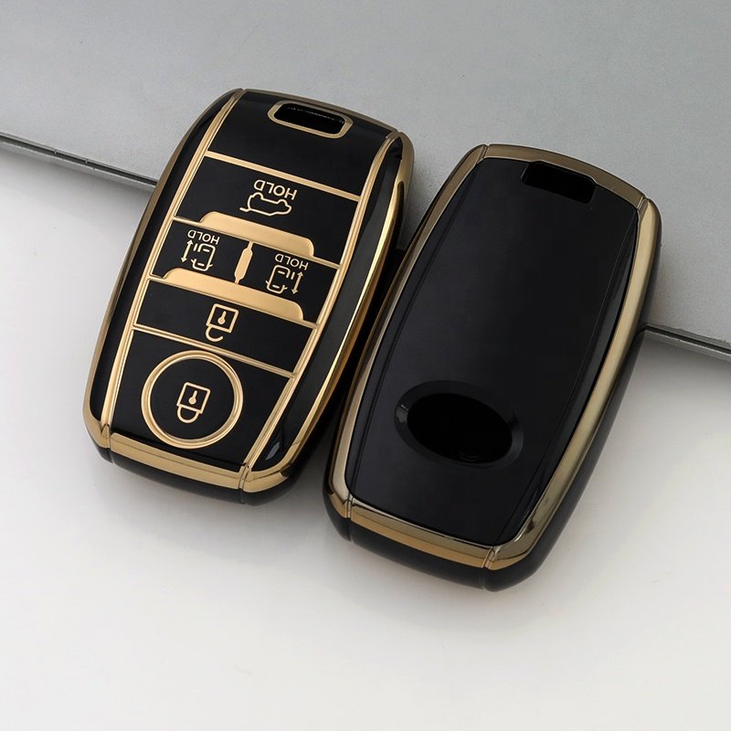 Gold Edge TPU Key Fob Cover Fit for Kia Optima Sorento Sportage Soul Forte Niro class car key case Accessories