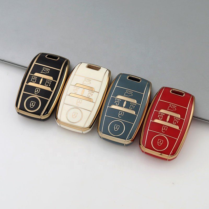Gold Edge TPU Key Fob Cover Fit for Kia Optima Sorento Sportage Soul Forte Niro class car key case Accessories