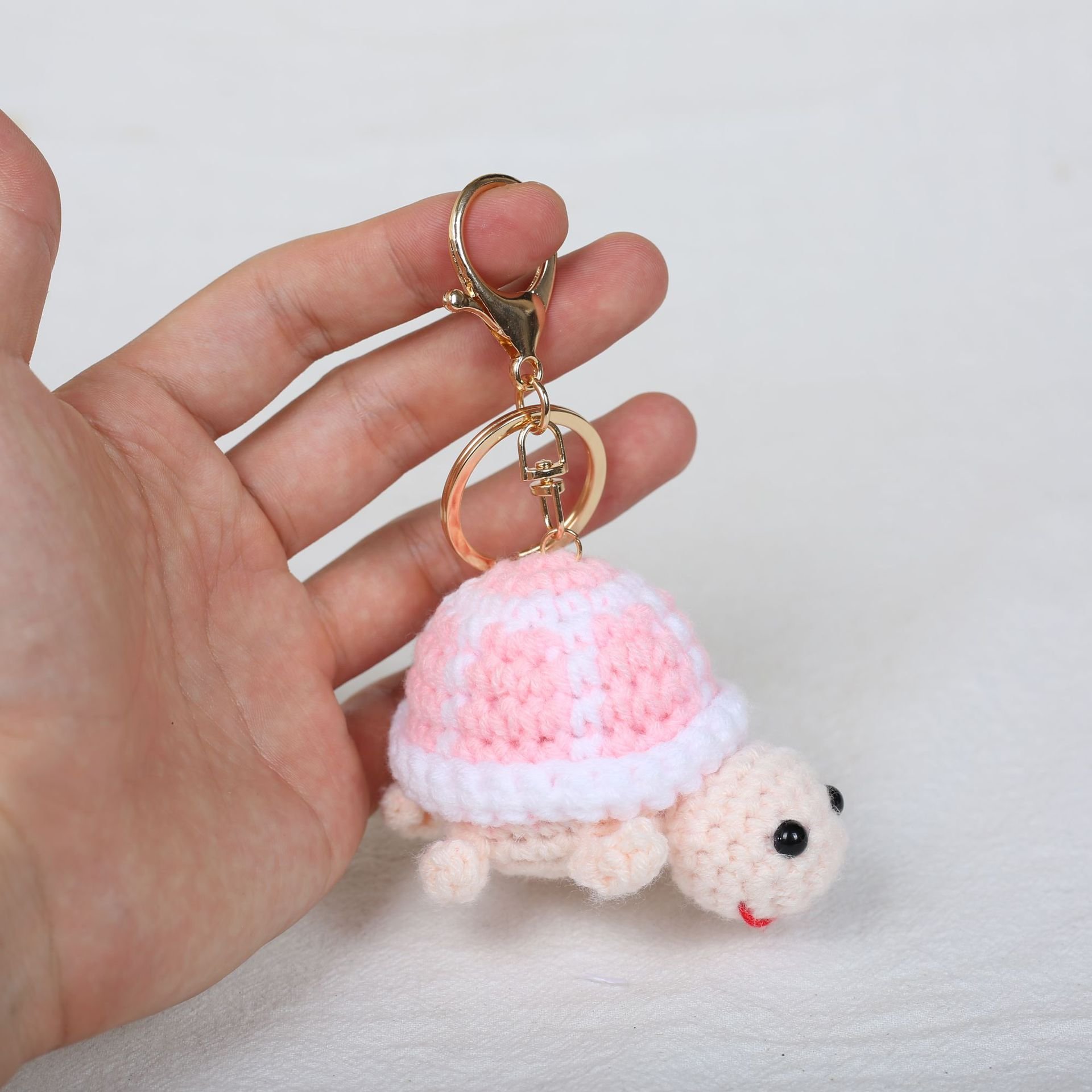 ECO Small Gifts Sea Turtle Crochet Keychain Green Turtle Handmade Key Chains Mini Cute Wool Knitted Sea Animals Turtle Keychain
