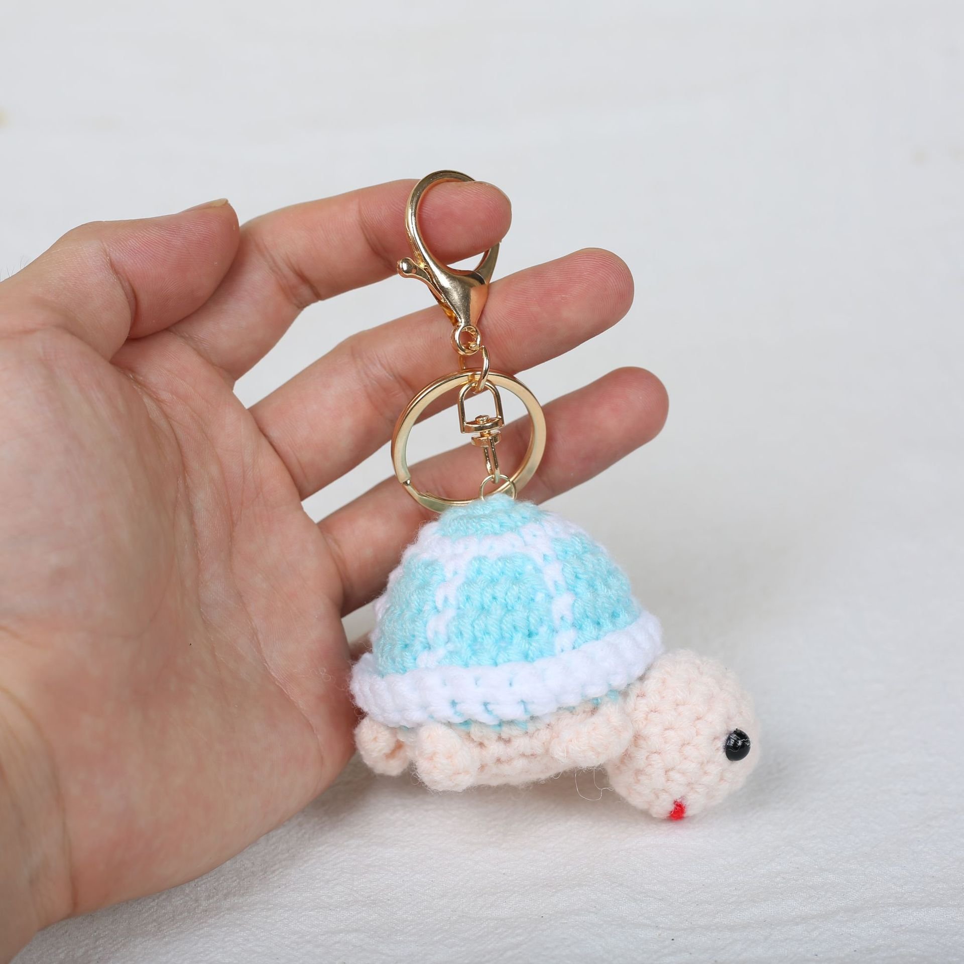 ECO Small Gifts Sea Turtle Crochet Keychain Green Turtle Handmade Key Chains Mini Cute Wool Knitted Sea Animals Turtle Keychain