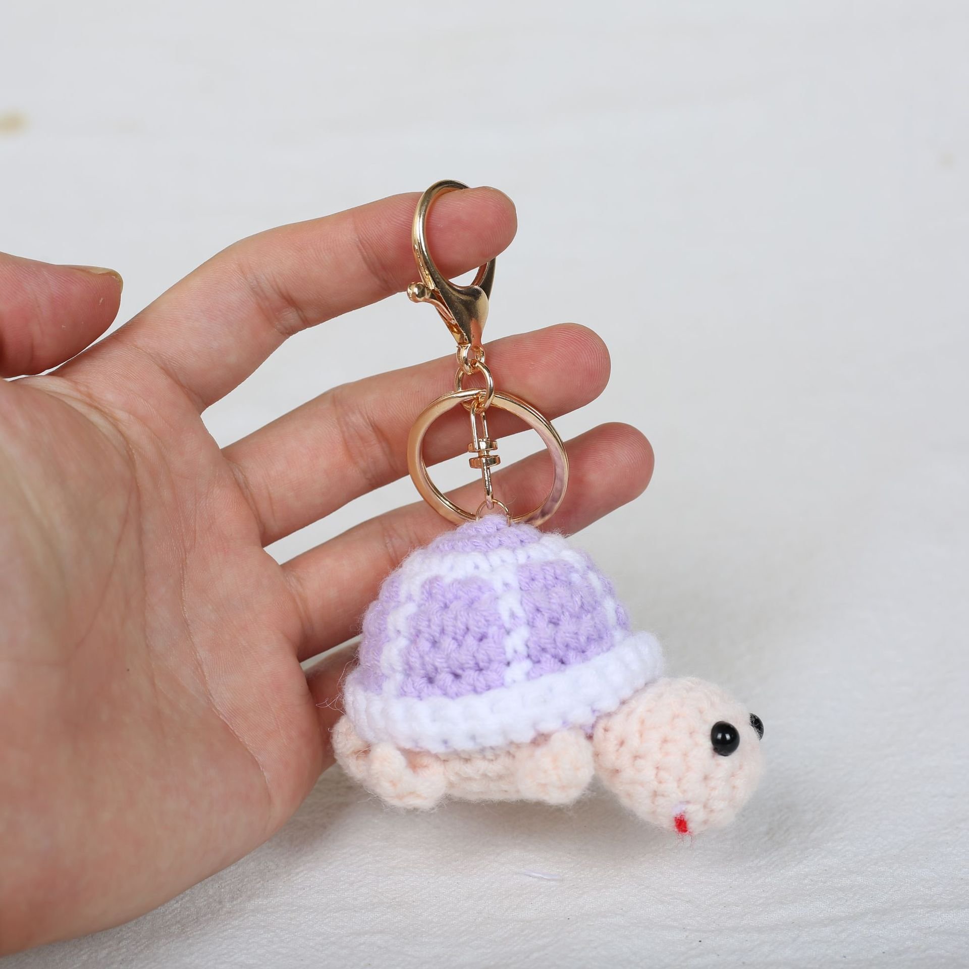 ECO Small Gifts Sea Turtle Crochet Keychain Green Turtle Handmade Key Chains Mini Cute Wool Knitted Sea Animals Turtle Keychain