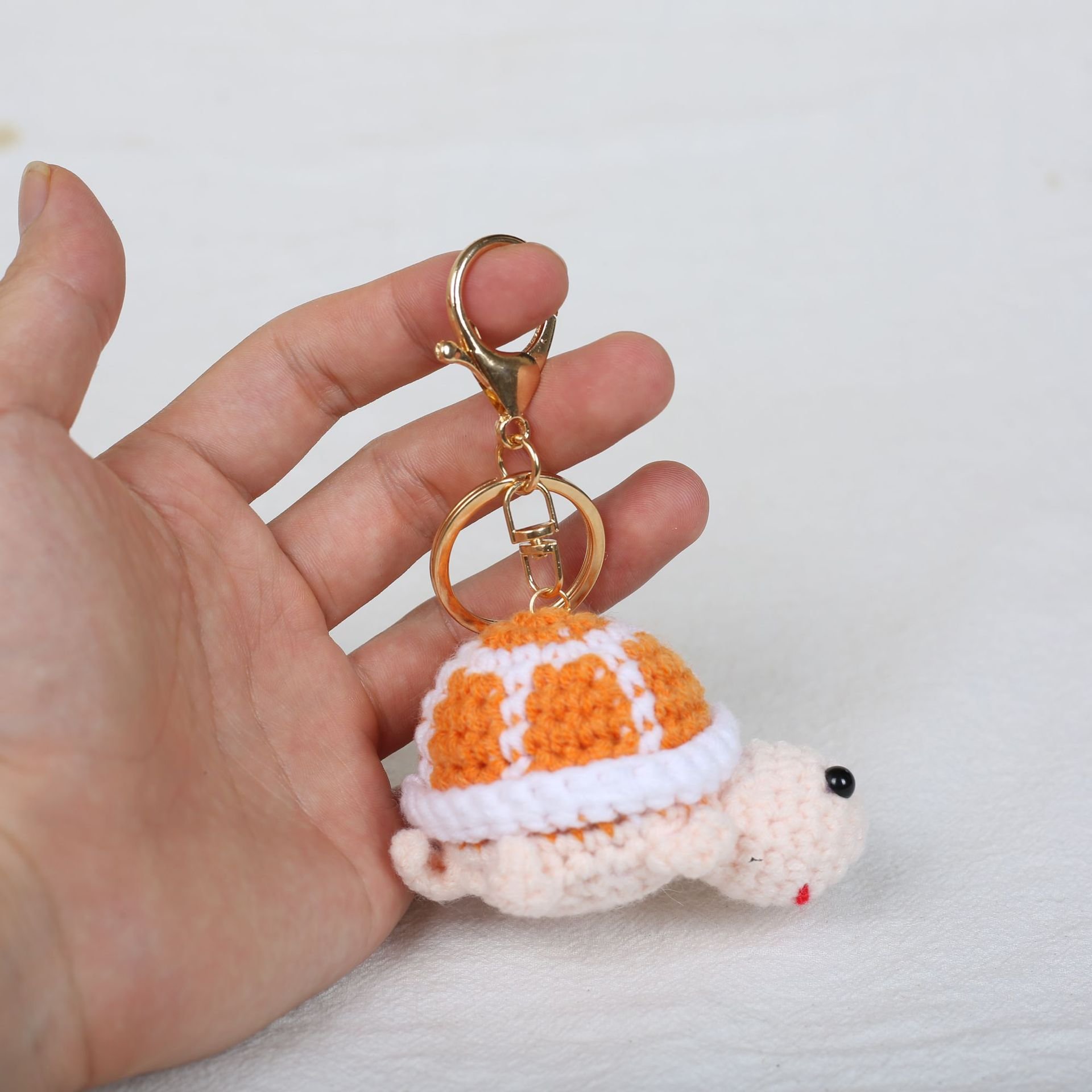 ECO Small Gifts Sea Turtle Crochet Keychain Green Turtle Handmade Key Chains Mini Cute Wool Knitted Sea Animals Turtle Keychain