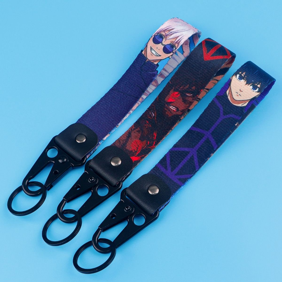 Best Selling Cartoon Printed Short Lanyard Eagle Keychain Metal Key Ring Car Key Pendant Anime Pokemon Motorcycle Keychain