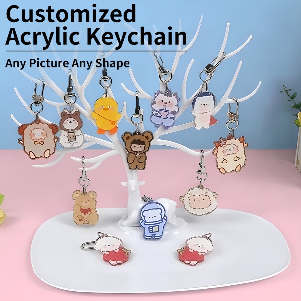 Custom Acrylic Keychain Pendant Double Printing Charm Transparent Acrylic Key Chain Custom Plastic Keyring Accessories