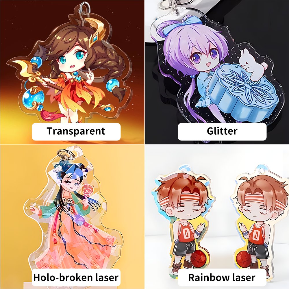 Custom Acrylic Keychain Pendant Double Printing Charm Transparent Acrylic Key Chain Custom Plastic Keyring Accessories