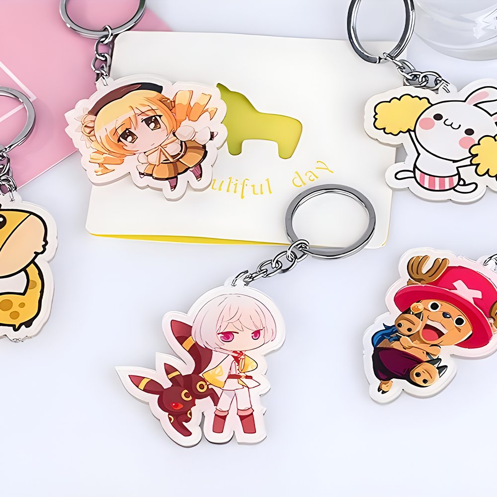 Custom Acrylic Keychain Pendant Double Printing Charm Transparent Acrylic Key Chain Custom Plastic Keyring Accessories