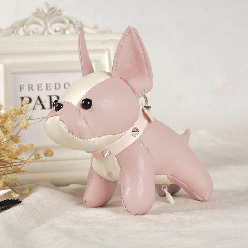 Luxury Leather French Bulldog Keychain Ornament Cute Puppy Key Rings Jewelry Women Charm Bags Accessories Girl Toys Holiday Gift