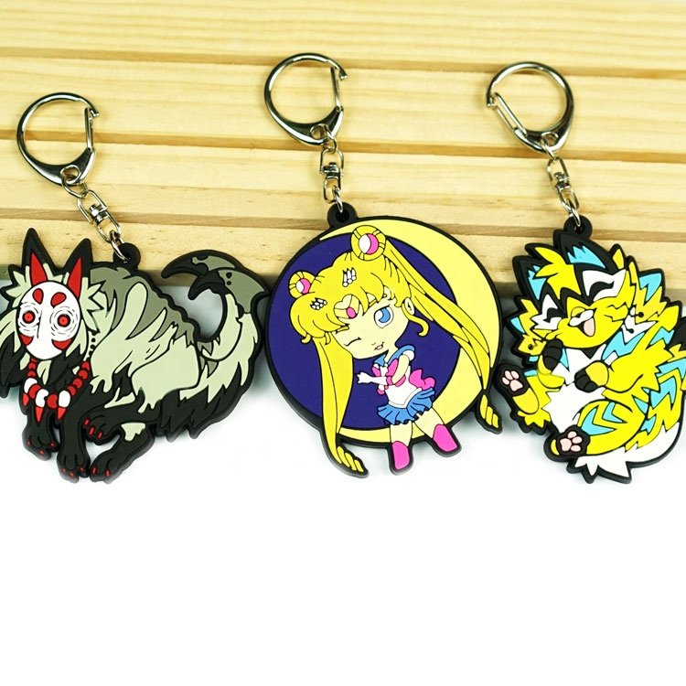 Promotional Custom Pvc Charm Rubber Keychains Key Ring Chains Soft Anime Llavero Silicone Keychain