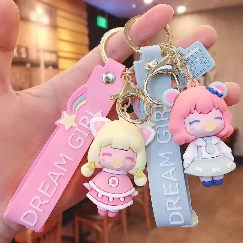 3D Soft pvc Keychains Wholesale 3D Cartoon Rabbit Anime Rubber key chain accessories custom keychain Gift